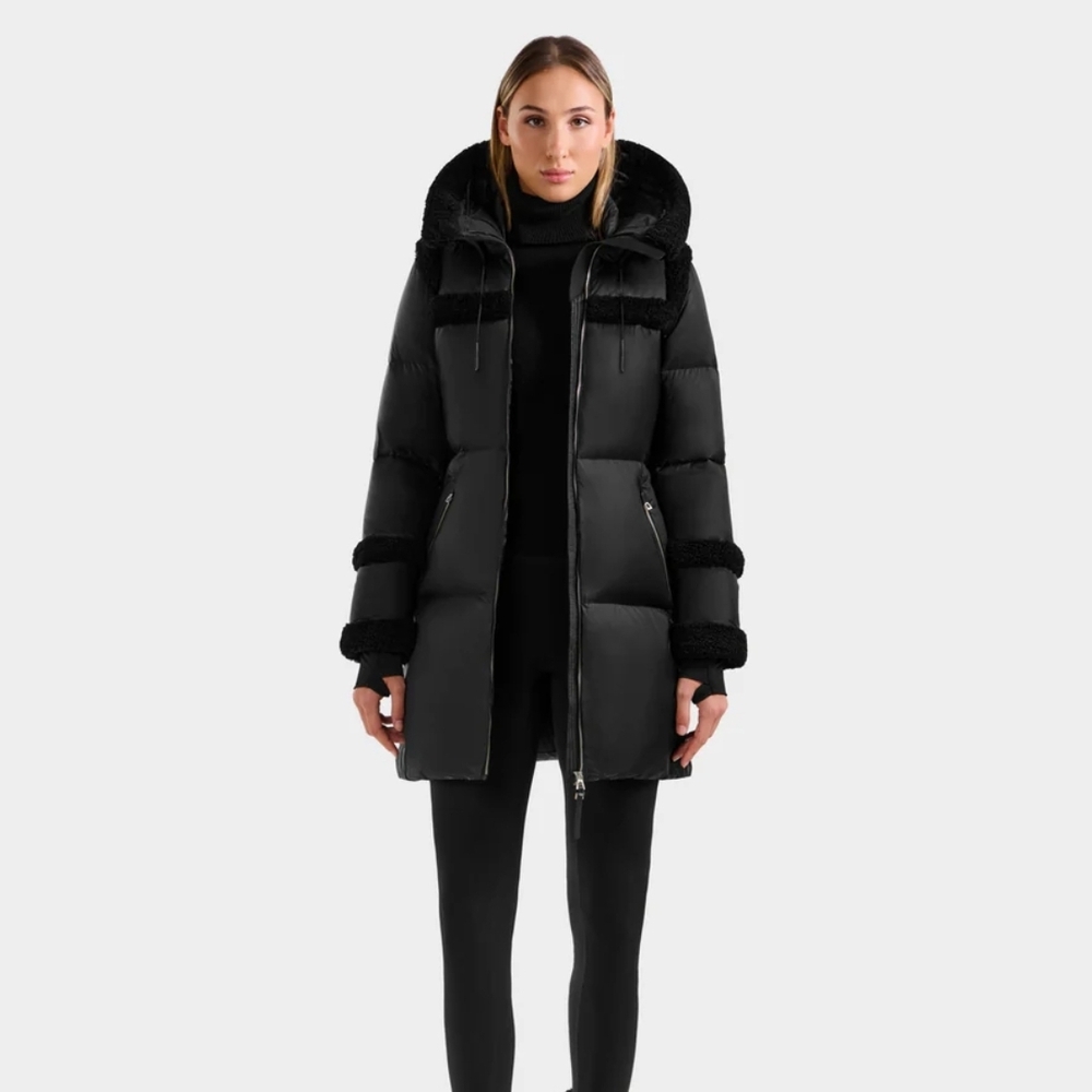 RUDSAK JULIANA W MID-LENGTH DOWN PUFFER WITH FAUX SHEARLING TRIM - NO BELT - Picture 2 of 10